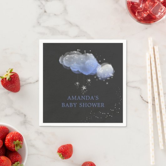 水の色スターナイトスカイボーイベビーシャワー スタンダードカクテルナプキン (インサイチュ)