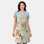 水の色スチルライフアートフローラモノグラム&名前 エプロン (着用した状態)