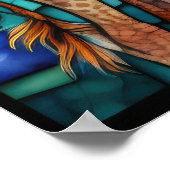 水の色ステンドグラススタイルキリン2:3ポスター ポスター (角)