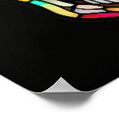 水の色ステンドグラススタイルスカル5:4 ポスター (角)