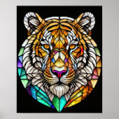 水の色ステンドグラススタイルタイガー5:4 ポスター (正面)