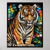 水の色ステンドグラススタイルタイガー5:4 ポスター (正面)