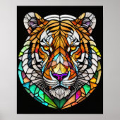 水の色ステンドグラススタイルタイガー5:4 ポスター (正面)
