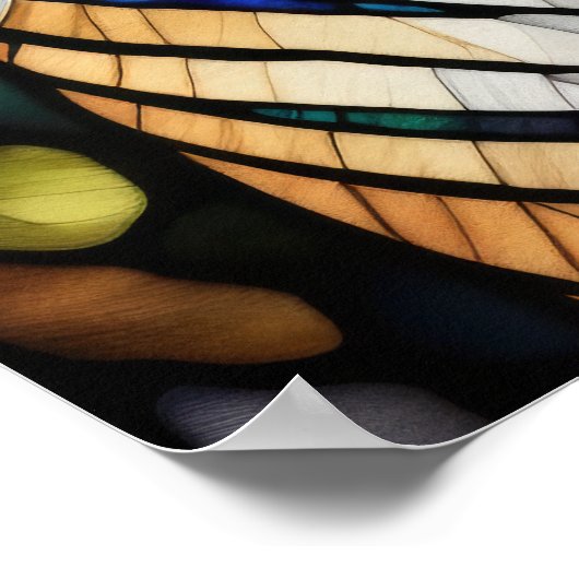 水の色ステンドグラススタイルタイガー5:4 ポスター (角)