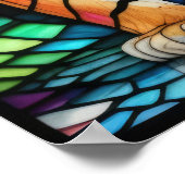 水の色ステンドグラススタイルタイガー5:4 ポスター (角)