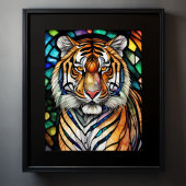 水の色ステンドグラススタイルタイガー5:4 ポスター