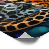 水の色ステンドグラススタイルヒョウ5:4 ポスター (角)