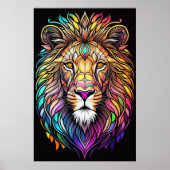 水の色ステンドグラススタイルライオン2:3ポスター ポスター (正面)