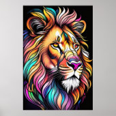 水の色ステンドグラススタイルライオン2:3ポスター ポスター (正面)