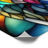 水の色ステンドグラススタイルライオン5:4 ポスター (角)