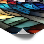 水の色ステンドグラススタイルライオン5:4 ポスター (角)