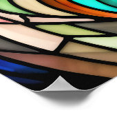 水の色ステンドグラススタイルライオン5:4 ポスター (角)