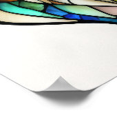 水の色ステンドグラススタイルライオン5:4 ポスター (角)