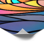 水の色ステンドグラススタイル猫2:3ポスター ポスター (角)