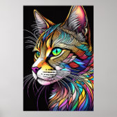 水の色ステンドグラススタイル猫2:3 ポスター (正面)