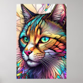 水の色ステンドグラススタイル猫II 2:3 ポスター (正面)