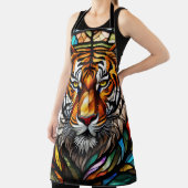 水の色ステンドグラススタイル虎 エプロン (インサイチュ)