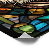 水の色ステンドグラススタイル虎 ポスター (角)