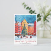 水の色ストックホルムガムラスタンクリスマストラベル シーズンポストカード (スタンド正面)