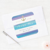水の色ストライプのが航海のThank You Stickers スクエアシール (封筒)