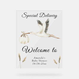 水の色ストーク赤ちゃんシャワーへようこそ アクリルサイン