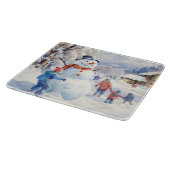 水の色スノーマンウィンタークリスマスビレッジ カッティングボード (角)