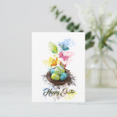 水の色スプラッシュイースターエッグネスト&蝶 シーズンポストカード (スタンド正面)