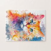 水の色スプラッシュキャット702デジタルアート ジグソーパズル (横)