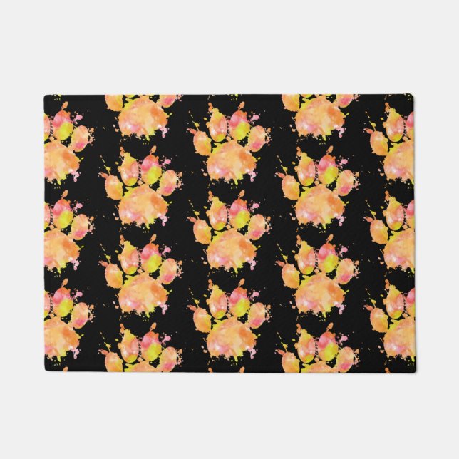 水の色スプラッシュドッグポープリントパターン ドアマット (正面)