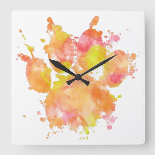 水の色スプラッシュドッグポープリント スクエア壁時計 (正面)