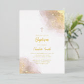 水の色スプラッシュバプテスマ 箔招待状 (立ち正面)