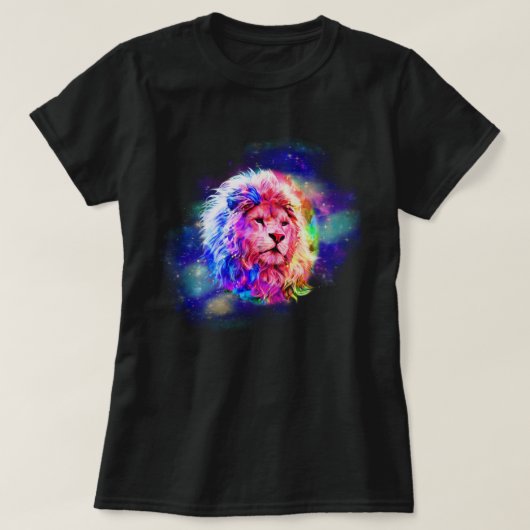水の色スプラッシュユニバースライオン Tシャツ (デザイン正面)