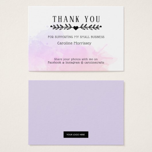 水の色スプラッシュ小規模企業ありがとう挿入 (正面&裏面)