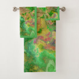 水の色スプラッ絵を描シュグリーンイエローターコイズ バスタオルセット