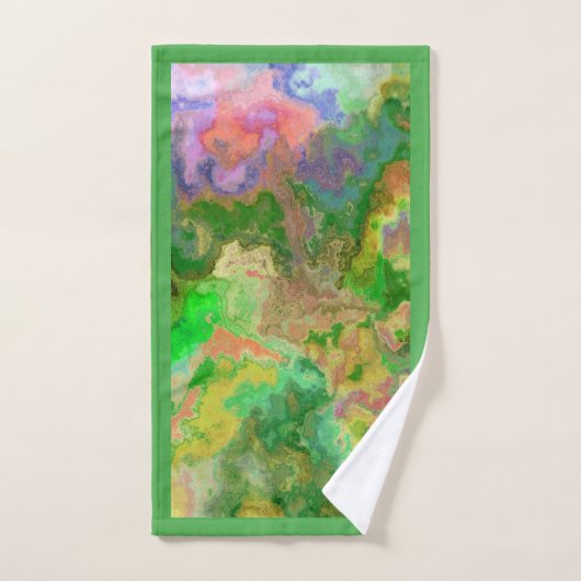 水の色スプラッ絵を描シュグリーンイエローターコイズ バスタオルセット (ハンドタオル)