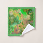 水の色スプラッ絵を描シュグリーンイエローターコイズ バスタオルセット (ウォッシュタオル)