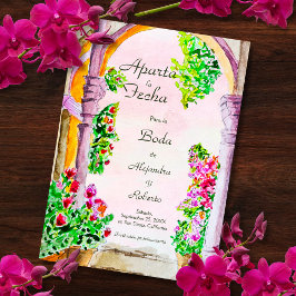 水の色スペインの旧市街の結婚式の日付を保存 招待状