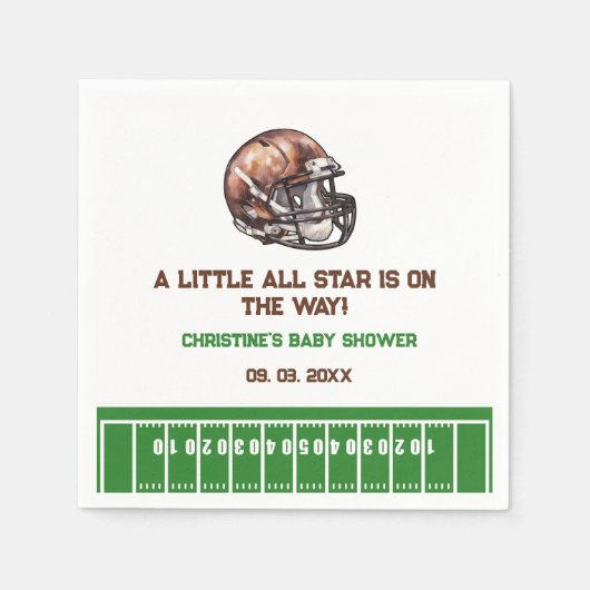 水の色スポーツサッカーベビーシャワー スタンダードカクテルナプキン (正面)