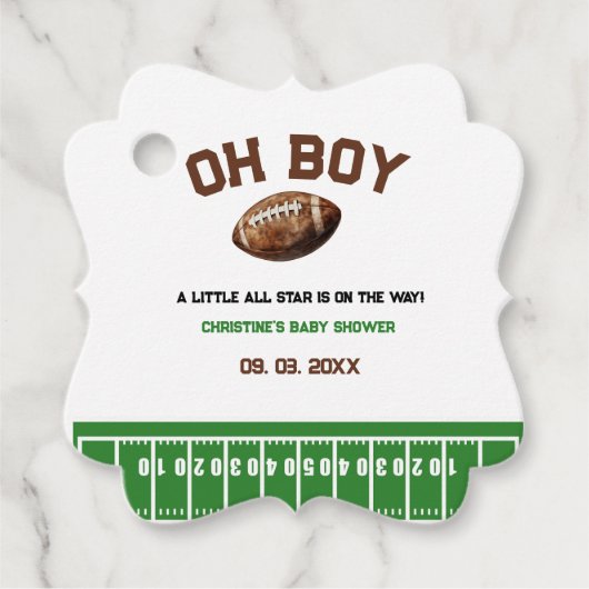 水の色スポーツサッカーベビーシャワー フェイバータグ (正面)