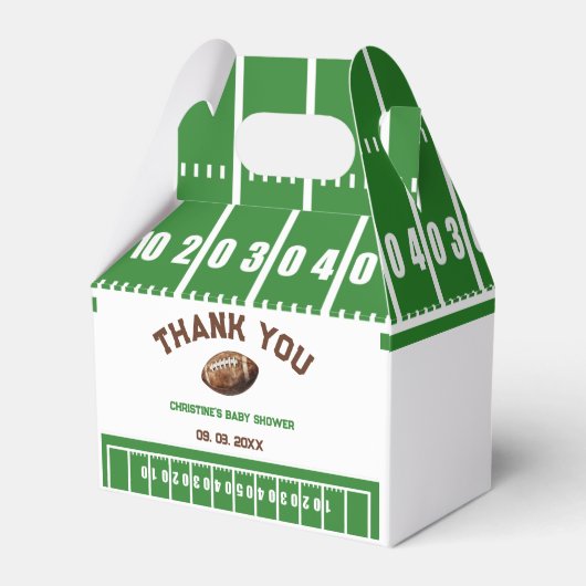 水の色スポーツサッカーベビーシャワー フェイバーボックス (正面サイド)