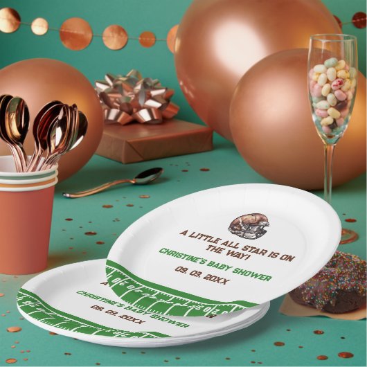 水の色スポーツサッカーベビーシャワー ペーパープレート
