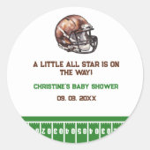 水の色スポーツサッカーベビーシャワー ラウンドシール (正面)