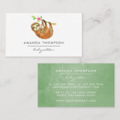 水の色スロースをテーマにしたベビーシッター 名刺 (正面/裏面)