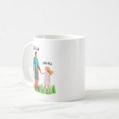 水の色スーパーヒーローパパと娘の父の日 コーヒーマグカップ (正面左)