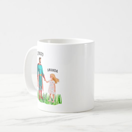 水の色スーパーヒーローパパと娘の父の日 コーヒーマグカップ (正面左)