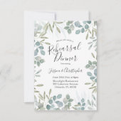 水の色セージ緑のリハ結婚ーサルディナー 招待状 (正面)