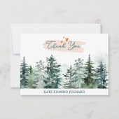 水の色セージ緑の森の松の赤ちゃんシャワー サンキューカード (正面)