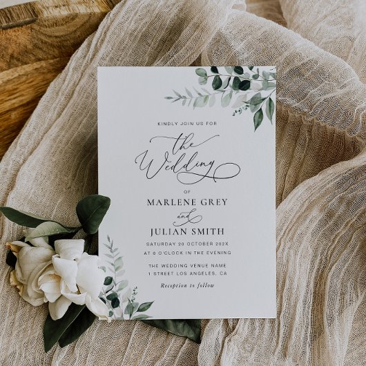 水の色セージ緑フローラ結婚式招待状 招待状