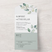 水の色セージ緑ユーカリ結婚ス オールインワン招待状 (内側)