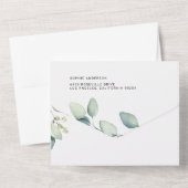 水の色セージ緑ユーカリ結婚ス オールインワン招待状 (裏面)